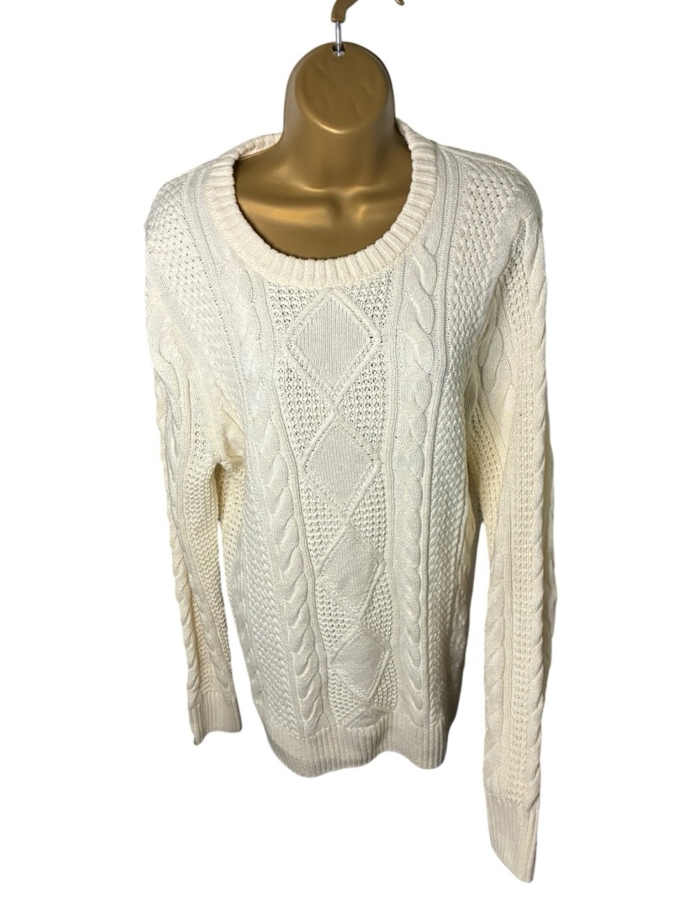 Sonoma Cable Knit Sweater Crew Neck Cream S